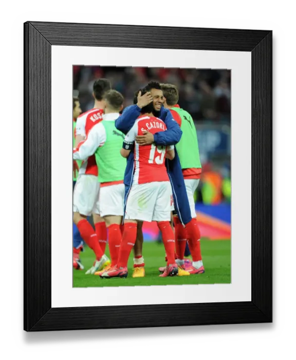 Framed Print : Arsenal FC: Coquelin and Cazorla Celebrate FA Cup Semi-Final Victory