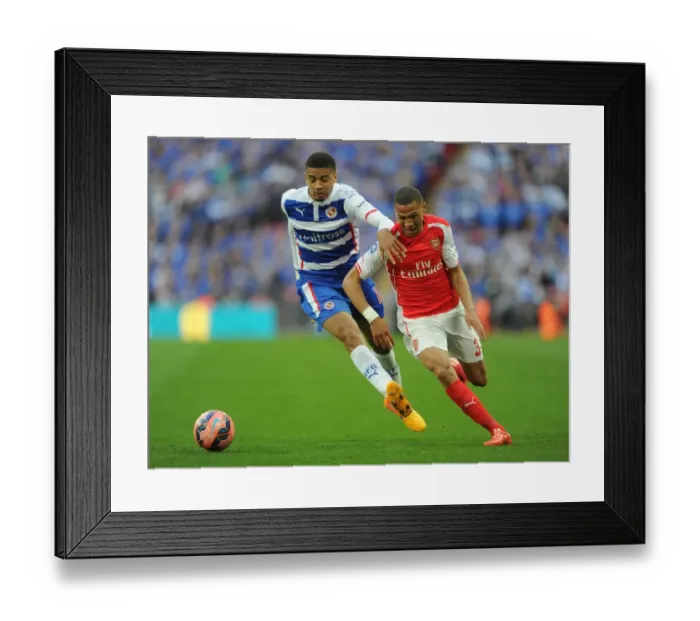 Framed Print : Clash at Wembley: A Duel between Kieran Gibbs and Michael Hector in the FA Cup Semi-Final