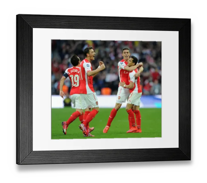 Framed Print : Exuberant Celebration: Alexis Sanchez and Gabriel's Goal Dance (Arsenal's FA Cup Semi-Final Victory, 2015)