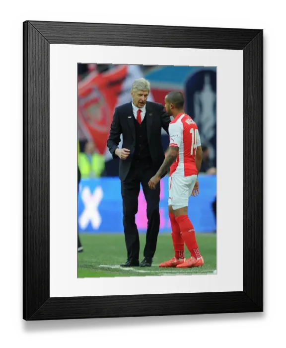 Framed Print : Arsene Wenger Coaching Theo Walcott during Arsenal's FA Cup Semi-Final Match against Reading