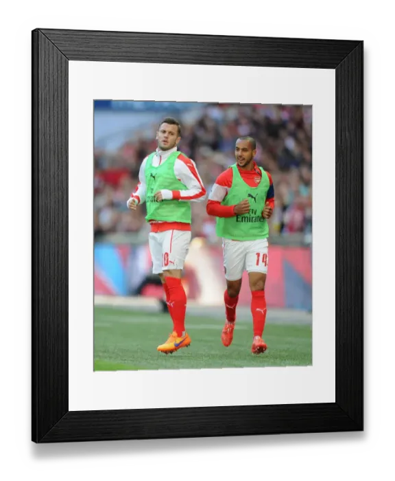 Framed Print : Arsenal's Jack Wilshere and Theo Walcott Warm Up for FA Cup Semi-Final Against Reading Framed Print : Arsenal's Jack Wilshere and Theo Walcott Warm Up for FA Cup Semi-Final Against Reading