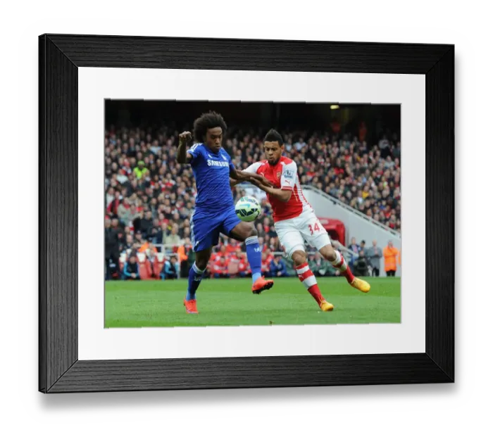 Framed Print : Coquelin vs. Willian: Intense Rivalry at the Emirates - Arsenal vs. Chelsea, Premier League 2014 / 15