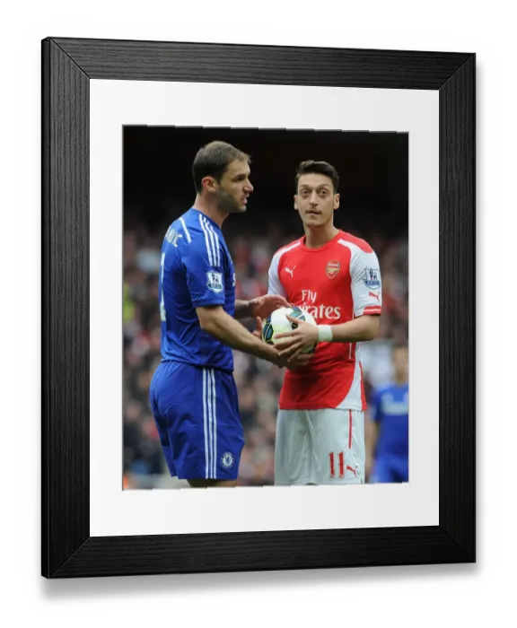 Framed Print : Clash of the Stars: Mesut Ozil vs. Branislav Ivanovic (Arsenal vs. Chelsea, 2015)
