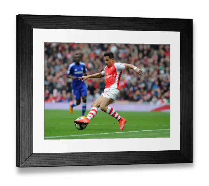 Framed Print : Arsenal's Alexis Sanchez Goes Head-to-Head Against Chelsea in Premier League Clash