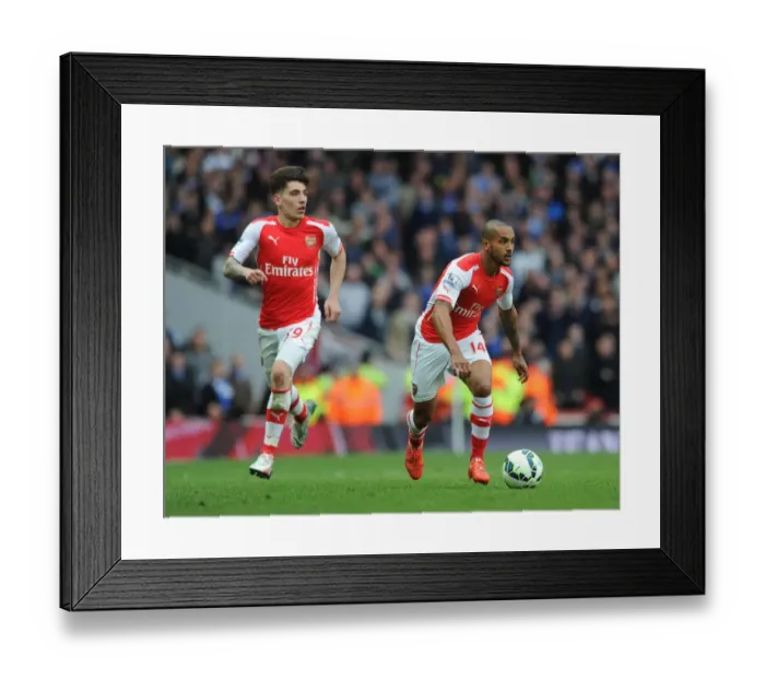 Framed Print : Arsenal's Bellerin and Walcott in Action: Arsenal vs. Chelsea, 2014 / 15 Premier League