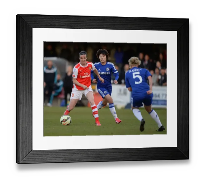 Framed Print : Intense Rivalry: Chelsea Ladies vs. Arsenal Ladies in WSL Action - Natalia Pablos Sanchon vs. Ji So Yun