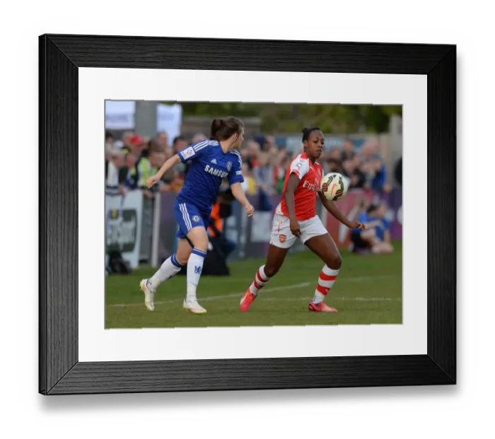 Framed Print : Clash of Titans: Danielle Carter vs. Hannah Blundell - A WSL Showdown between Chelsea and Arsenal Ladies