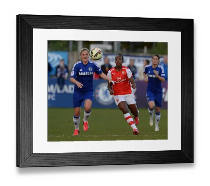 Framed Print : Clash of Titans: Danielle Carter vs. Laura Coombs - A WSL Showdown between Chelsea and Arsenal Ladies