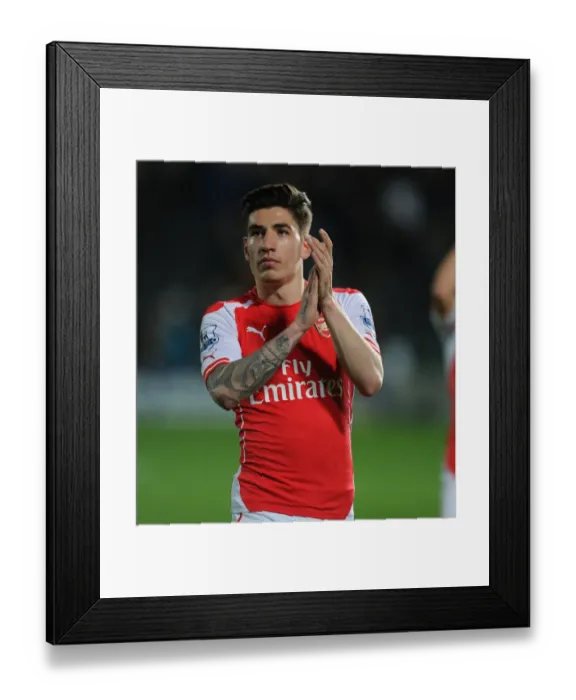 Framed Print : Arsenal's Hector Bellerin Celebrates with Fans after Securing Premier League Victory over Hull City