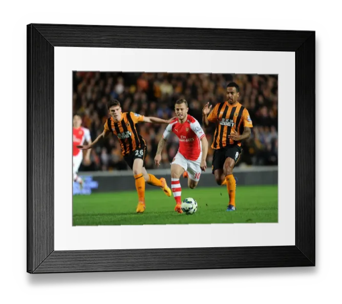 Framed Print : Jack Wilshere Splits Hull City's Defense: Arsenal's Midfield Maestro in Action (2014 / 15 Premier League)