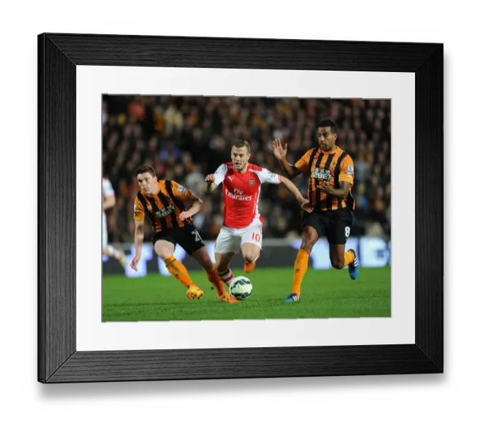 Framed Print : Jack Wilshere Slices Through Hull's Defense: Arsenal's Midfield Maestro Shines in Premier League Showdown