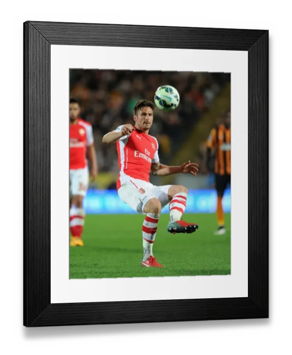 Framed Print : Olivier Giroud in Action: Hull City vs Arsenal, Premier League 2014-2015