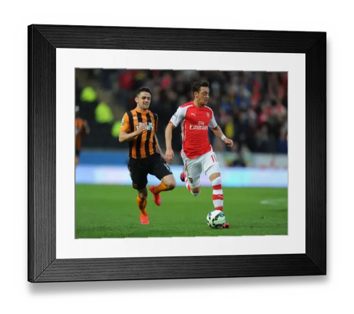 Framed Print : Mesut Ozil vs. Robert Snodgrass: A Midfield Battle at Hull City vs. Arsenal, Premier League 2014 / 15
