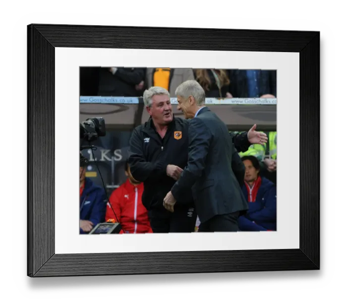 Framed Print : Pre-Match Encounter: Arsene Wenger and Steve Bruce at Hull City vs. Arsenal, Premier League 2015