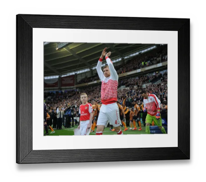 Framed Print : Per Mertesacker: Intense Concentration Before Hull City vs Arsenal (Premier League 2014 / 15)