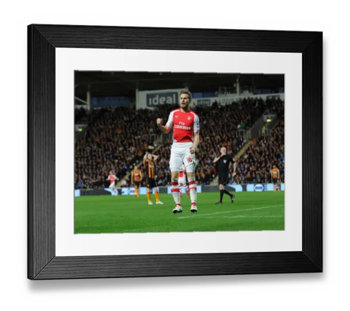 Framed Print : Aaron Ramset celebrates scoring Arsenals 2nd goal. Hull City 1: 3 Arsenal. Barclays Framed Print : Aaron Ramset celebrates scoring Arsenals 2nd goal. Hull City 1: 3 Arsenal. Barclays