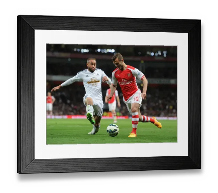 Framed Print : Arsenal's Jack Wilshere Concentrates Against Swansea City, Premier League 2014-2015