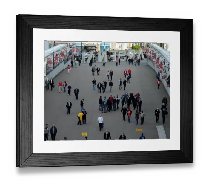 Framed Print : Arsenal Fans Unite: Gathering Before Arsenal vs Swansea City, Premier League 2014 / 15