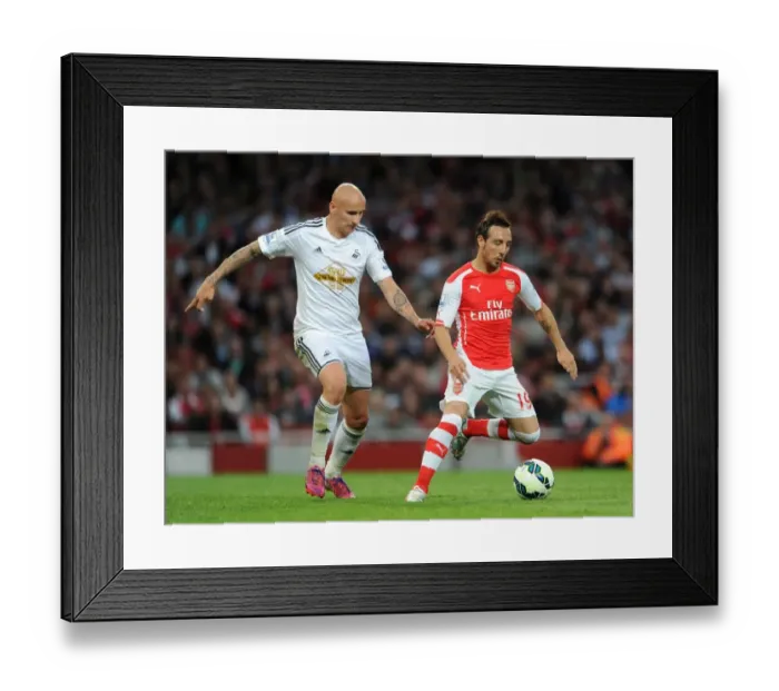 Framed Print : Clash of Midfield Talents: Cazorla vs. Shelvey, Arsenal vs. Swansea City, Premier League 2014 / 15