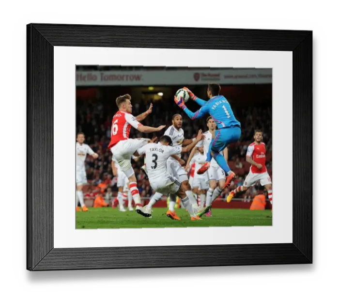 Framed Print : Clash at Emirates: Ramsey's Intense Tackle vs. Taylor and Fabianski (Arsenal vs. Swansea, 2014 / 15)