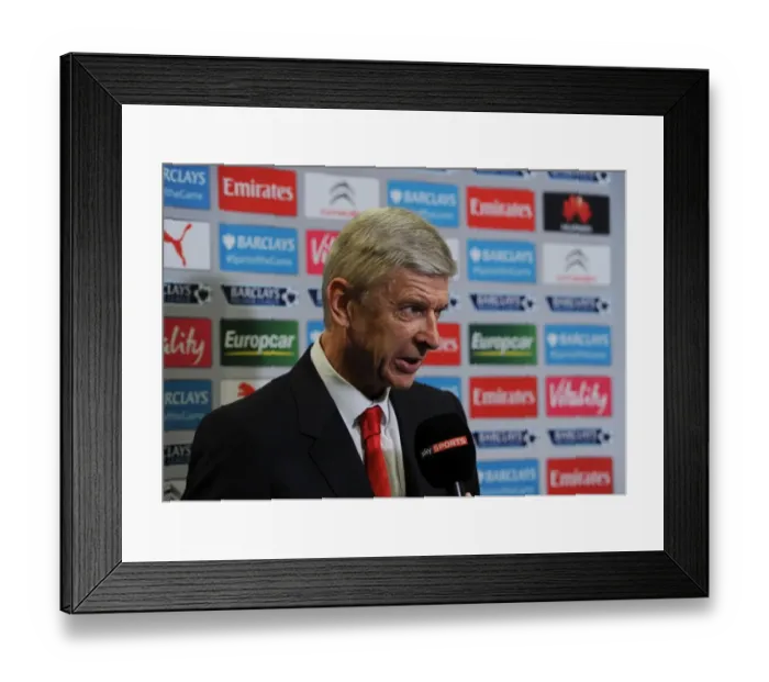 Framed Print : Arsene Wenger - Arsenal Manager's Pre-Match Interview Before Arsenal vs Swansea City, Premier League 2014 / 15 Framed Print : Arsene Wenger - Arsenal Manager's Pre-Match Interview Before Arsenal vs Swansea City, Premier League 2014 / 15