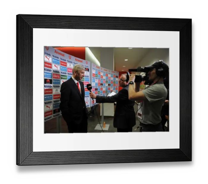 Framed Print : Arsene Wenger - Pre-Match Interview: Arsenal vs Swansea City, Premier League 2014 / 15 Framed Print : Arsene Wenger - Pre-Match Interview: Arsenal vs Swansea City, Premier League 2014 / 15