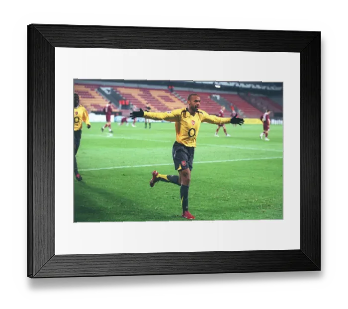 Framed Print : Thierry Henry's Euphoric First Goal: Arsenal's 2-0 Lead Over Sparta Prague in the UEFA Champions League, 2005