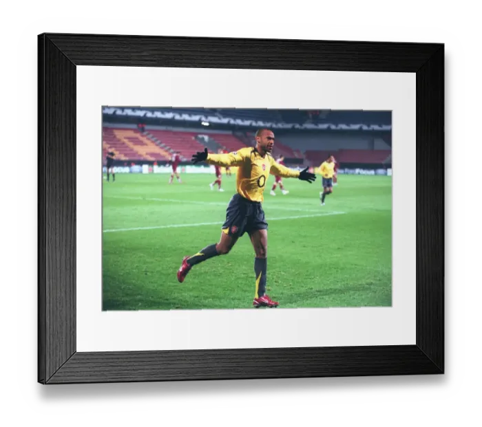Framed Print : Thierry Henry's Euphoric First Goal: Arsenal's Unforgettable 2-0 Victory over Sparta Prague in the 2005 UEFA Champions League Framed Print : Thierry Henry's Euphoric First Goal: Arsenal's Unforgettable 2-0 Victory over Sparta Prague in the 2005 UEFA Champions League