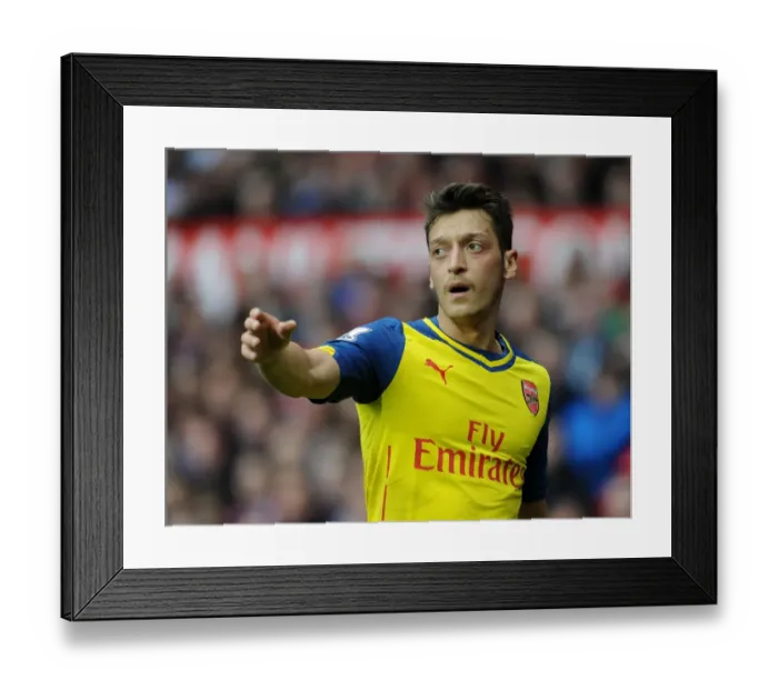 Framed Print : Mesut Ozil: Clash at Old Trafford - Manchester United vs. Arsenal, Premier League 2014-15