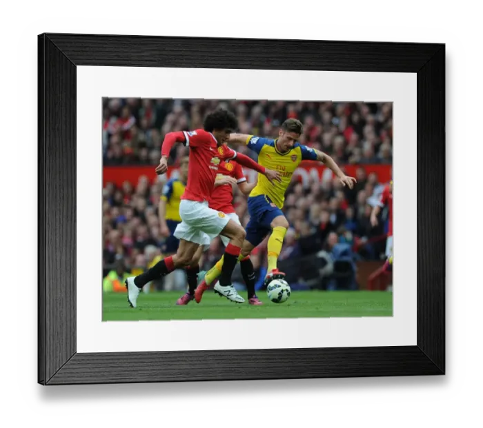 Framed Print : Giroud Surges Past Fellaini: Manchester United vs. Arsenal, Premier League 2014-15 Framed Print : Giroud Surges Past Fellaini: Manchester United vs. Arsenal, Premier League 2014-15