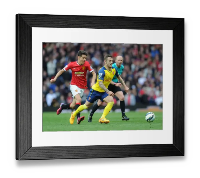 Framed Print : Jack Wilshere Outmaneuvers Ander Herrera: Premier League Showdown between Manchester United and Arsenal (2014-15)