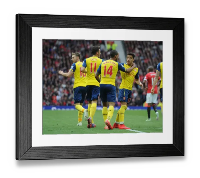 Framed Print : Arsenal's Theo Walcott and Alexis Sanchez Celebrate Goal Against Manchester United, Premier League 2014-15 Framed Print : Arsenal's Theo Walcott and Alexis Sanchez Celebrate Goal Against Manchester United, Premier League 2014-15