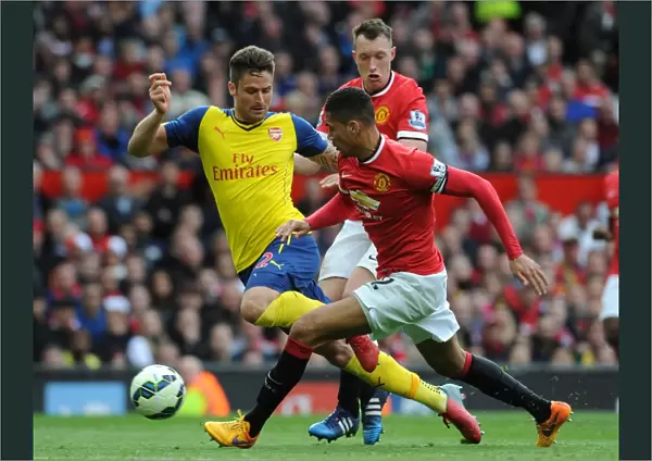 Olivier Giroud (Arsenal) Chris Smalling and Phil Jones (Man Utd). Manchester United 1: 1 Arsenal