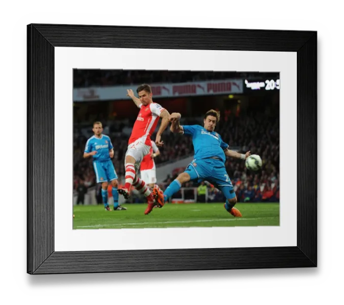 Framed Print : Intense Battle: Giroud vs. Coates at Arsenal's Emirates Stadium - A Premier League Showdown (2014-15) Framed Print : Intense Battle: Giroud vs. Coates at Arsenal's Emirates Stadium - A Premier League Showdown (2014-15)