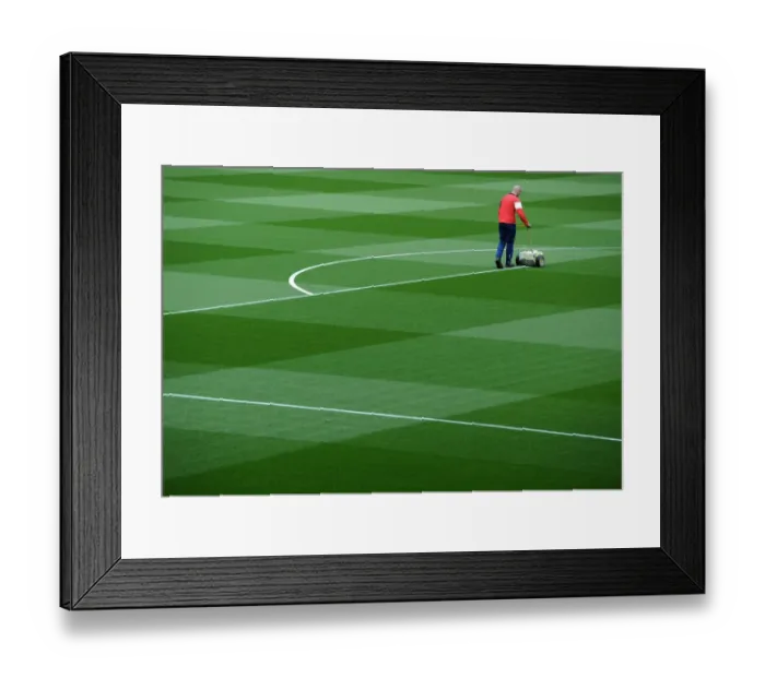 Framed Print : Preparing the Emirates Stadium Pitch for Arsenal vs. Sunderland (2015)