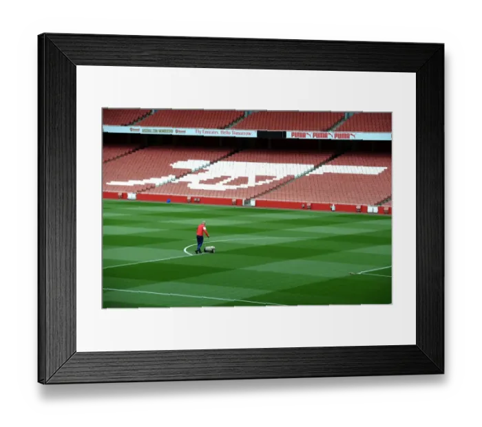 Framed Print : Arsenal's Emirates Stadium: Pre-Match Pitch Marking (Arsenal vs. Sunderland, 2015) Framed Print : Arsenal's Emirates Stadium: Pre-Match Pitch Marking (Arsenal vs. Sunderland, 2015)