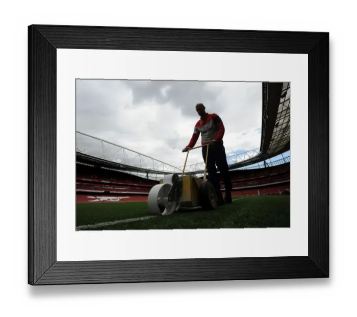 Framed Print : Arsenal vs. Sunderland (2014-15) - Pitch Preparation at Emirates Stadium