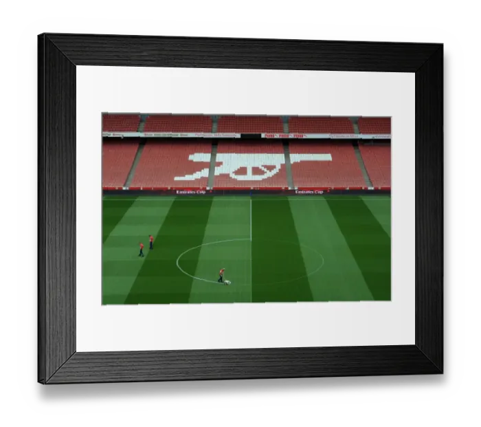 Framed Print : Arsenal's Emirates Stadium: Pitch Preparation for Arsenal vs. Sunderland (2014-15)