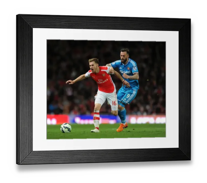 Framed Print : Aaron Ramsey Foul by Steven Fletcher: Arsenal vs Sunderland, Premier League 2014-15
