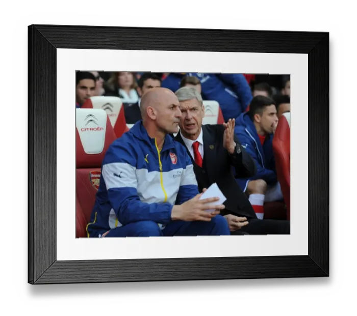 Framed Print : Arsene Wenger and Steve Bould: Pre-Match Strategies (Arsenal vs Sunderland, 2015) Framed Print : Arsene Wenger and Steve Bould: Pre-Match Strategies (Arsenal vs Sunderland, 2015)