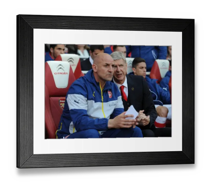 Framed Print : Arsene Wenger and Steve Bould: Pre-Match Strategies (Arsenal vs Sunderland, 2015) Framed Print : Arsene Wenger and Steve Bould: Pre-Match Strategies (Arsenal vs Sunderland, 2015)