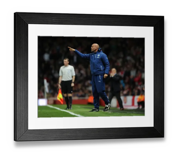 Framed Print : Steve Bould Leads Arsenal in Premier League Battle against Sunderland (2014-15)