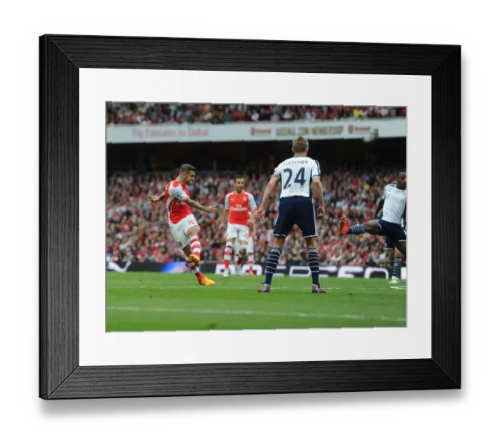 Framed Print : Jack Wilshere Scores the Decisive Goal: Arsenal's Victory over West Bromwich Albion, Premier League 2014 / 15