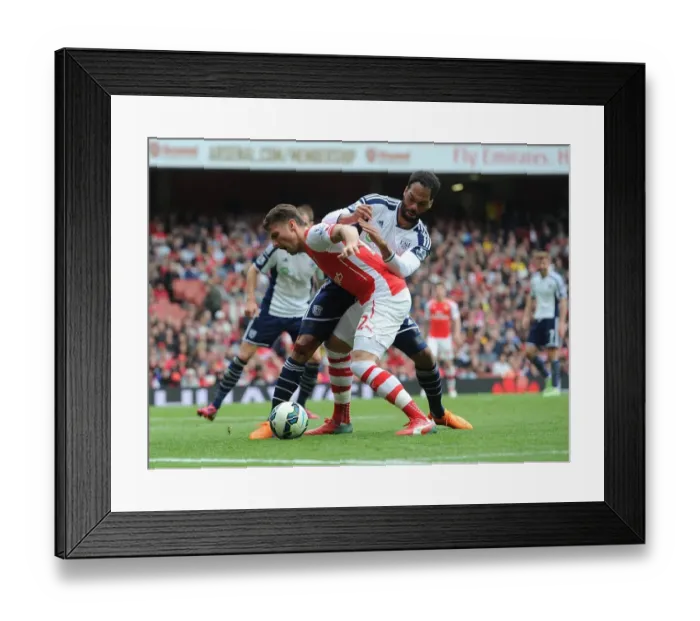 Framed Print : Giroud vs Lescott: Intense Battle at Emirates Stadium during Arsenal vs West Brom Clash