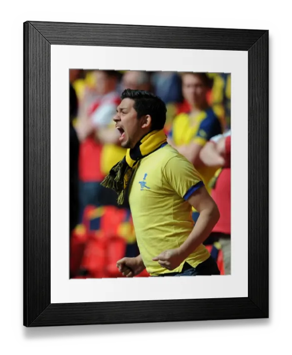 Framed Print : Arsenal fan before the match. Arsenal 4: 0 Aston Villa. FA Cup Final. Wembley Stadium, 30 / 5 / 15 Framed Print : Arsenal fan before the match. Arsenal 4: 0 Aston Villa. FA Cup Final. Wembley Stadium, 30 / 5 / 15