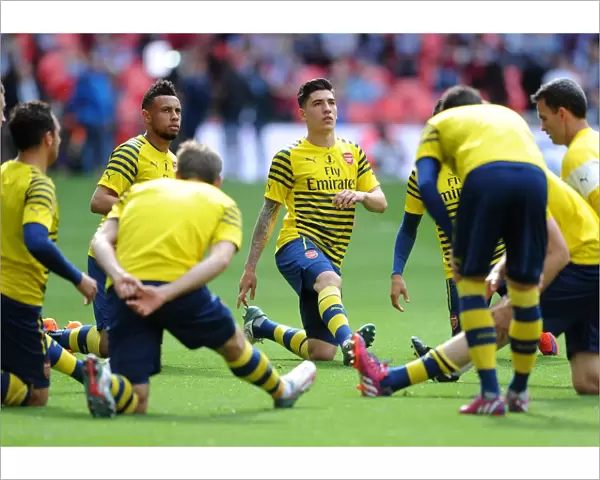 Francis Coquelin and Hector Bellerin (Arsenal) warm up before the match. Arsenal 4: 0 Aston Villa