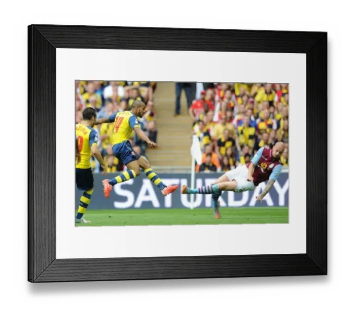 Framed Print : Theo Walcott Scores the Opener: Arsenal vs. Aston Villa FA Cup Final 2015 (Walcott vs. Hutton)