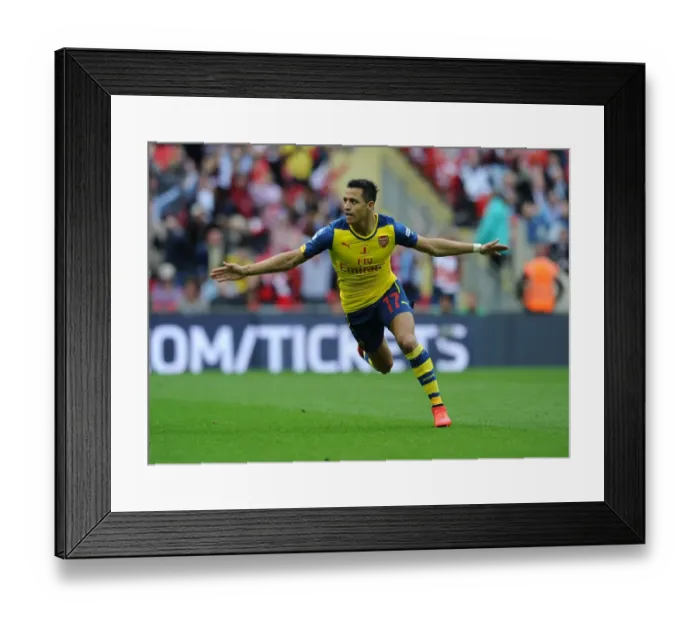 Framed Print : Alexis Sanchez Scores the Decisive Goal: Arsenal's FA Cup Victory over Aston Villa (2015)