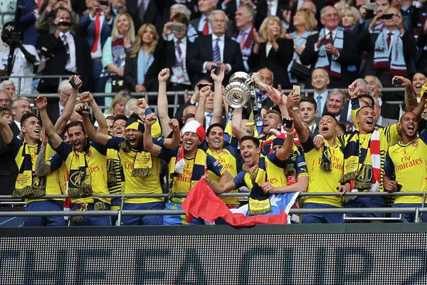 Arsenal FC Celebrates FA Cup Victory over Aston Villa at Wembley Stadium (2015)