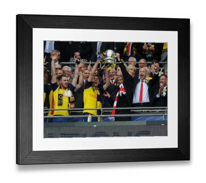 Framed Print : Arsenal's FA Cup Victory: Arsene Wenger and Nacho Monreal Celebrate with the Trophy (2015)